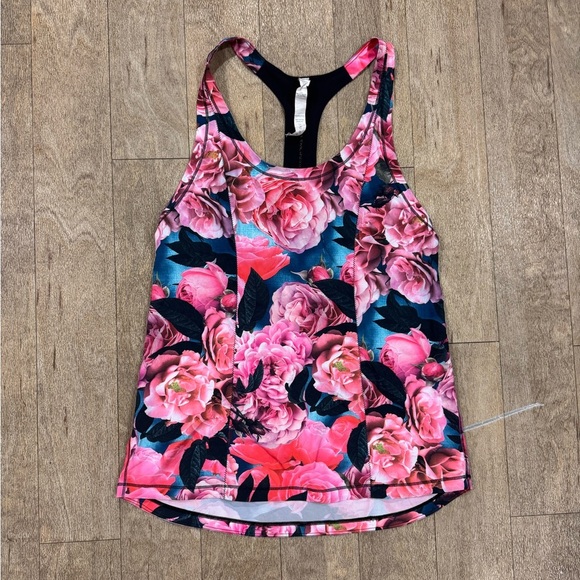 Lululemon Tank Top Womens Size 4 Floral Roses Running Athletic Multicolor - Picture 1 of 3